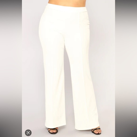 🤍White wide leg dress pants fashion nova curve suit pants - Picture 1 of 4